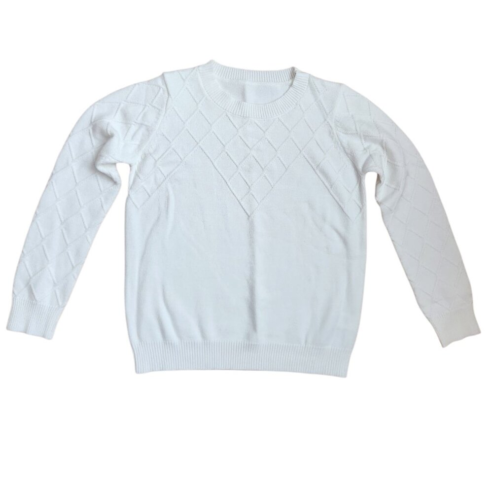 Women White Knitted Sweater – Size L